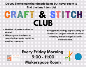 Craft & Stitch Club @ Library's Makerspace Room