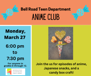Teen Program- Anime Club @ Bell Road Library Teen Activity Room | Newburgh | Indiana | United States