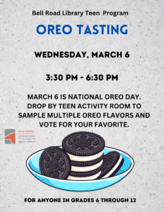 Teen Program- Oreo Tasting @ Bell Road Library Teen Activity Room | Newburgh | Indiana | United States