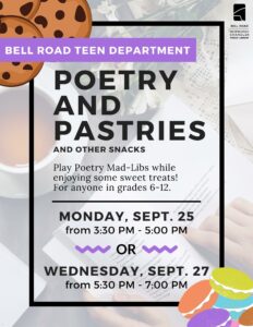 Teen Program- Mad-Lib Poetry & Pastries (& other snacks) @ Bell Road Library Teen Activity Room | Newburgh | Indiana | United States