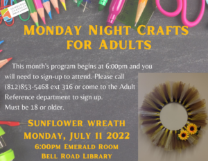 Monday Night Crafts for Adults @ Adult Department - Information