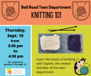 Teen Program-Knitting 101 with Sophie @ Bell Road Library | Newburgh | Indiana | United States