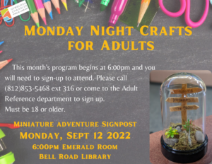 Monday Night Craft for Adults @ Bell Road Library | Newburgh | Indiana | United States