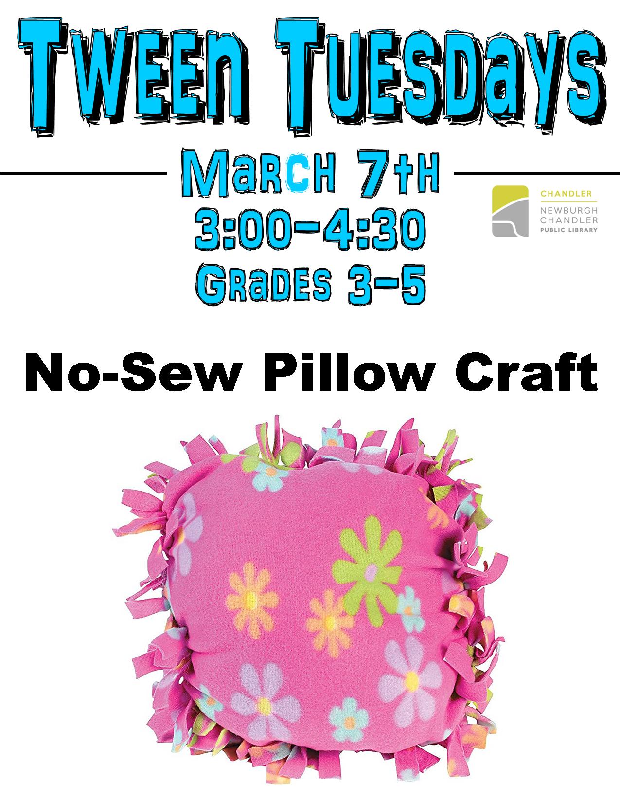 Tween Tuesdays: No-Sew Pillow Craft @ Chandler Library Children's Department | Chandler | Indiana | United States