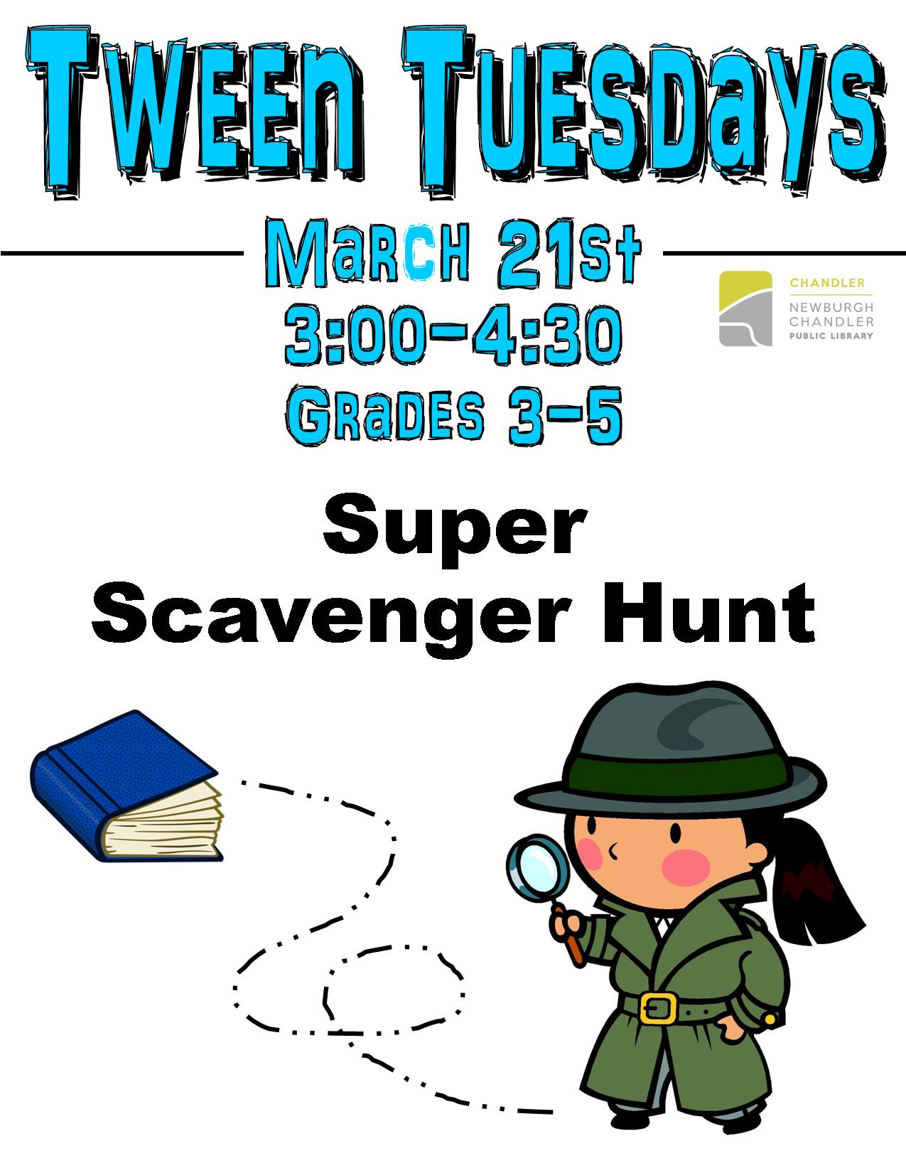 Tween Tuesdays: Super Scavenger Hunt @ Chandler Library Children's Department | Chandler | Indiana | United States