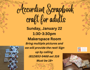 Accordion Scrapbook Craft for Adults @ Bell Road Library's Makerspace Room