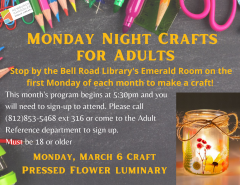 Monday Night Crafts for Adults - Pressed Flower Luminary @ Bell Road Library's Emerald Room