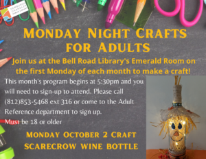 Adult Monday Night Crafts @ Bell Road Library's Emerald Room