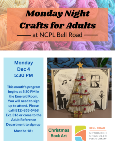 Bell Road Monday Night Craft for Adults @ Newburgh Chandler Public Library | Newburgh | Indiana | United States